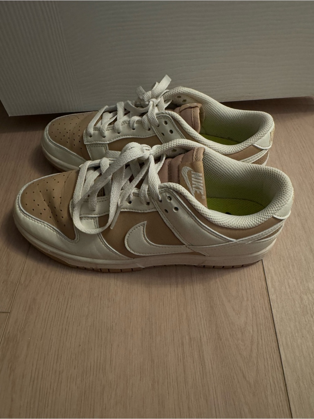 Nike Low-Top Sneakers in White and Tan Beige